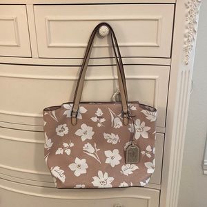 Ralph Lauren beige vinyl floral handbag
